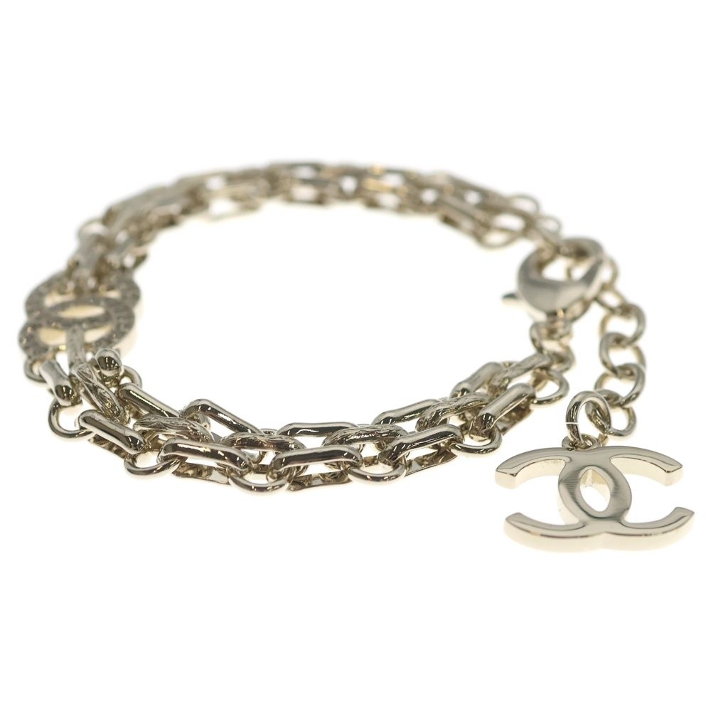 Chanel CC Logo Line Stone Decoration Chain Bracelet Gold — view 4