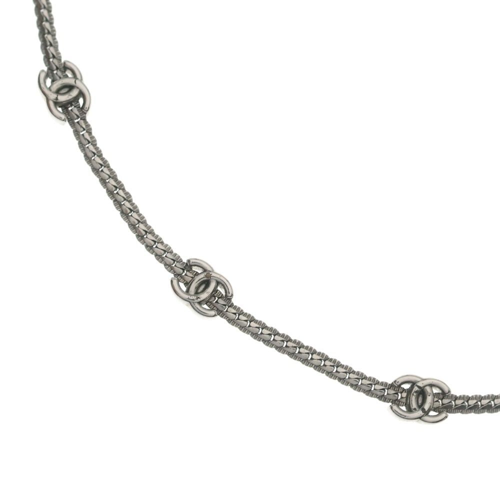 Chanel CC Logo Chain Necklace Silver