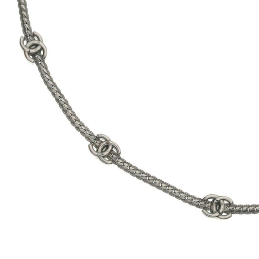 Chanel CC Logo Chain Necklace Silver