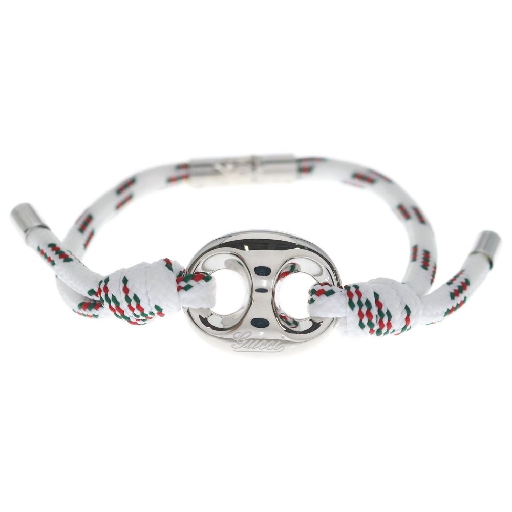 Gucci Marina Chain Fabric Bracelet White Silver