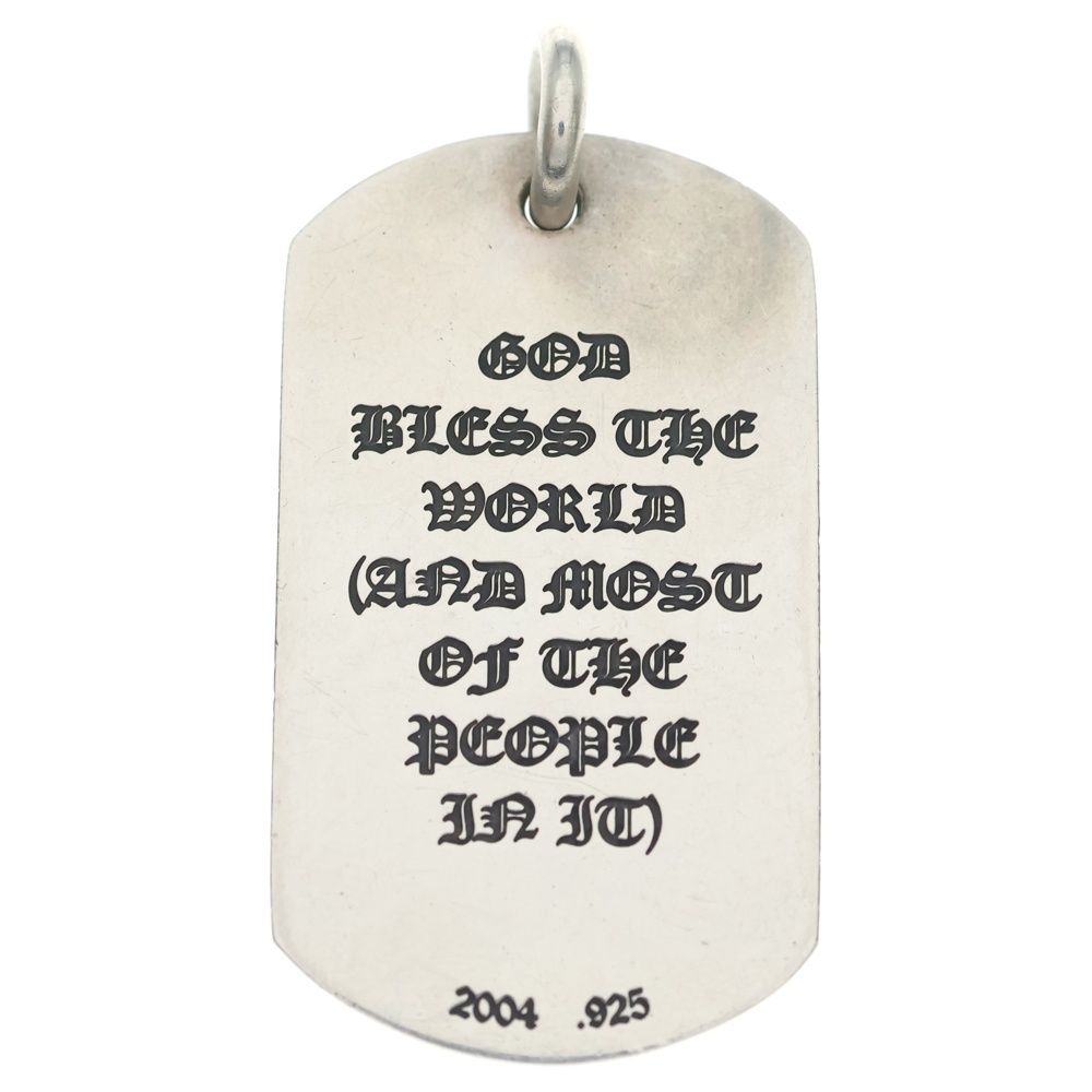 Chrome Hearts D Tag Lrg God Bless Large God Dog Tag Pendant Top Silver — view 2