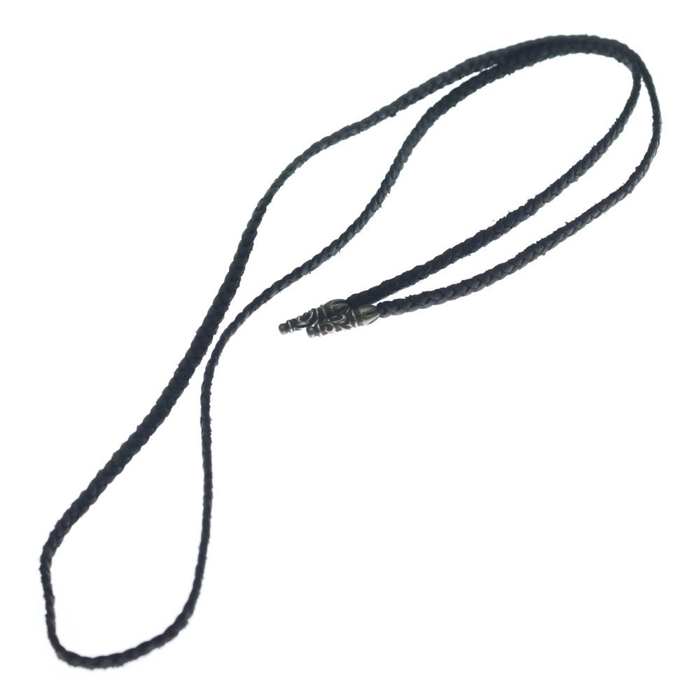 Chrome Hearts Leather Braid Scroll Necklace Black Silver — view 2