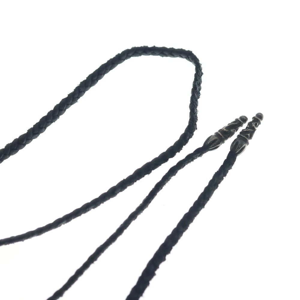 Chrome Hearts Leather Braid Scroll Necklace Black Silver — view 6