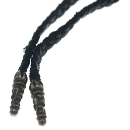 Chrome Hearts Leather Braid Scroll Necklace Black Silver — view 4