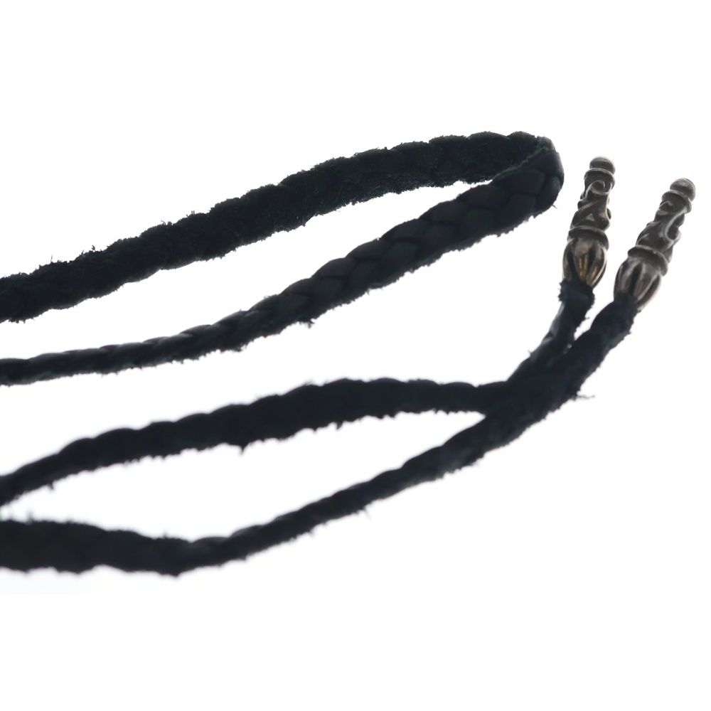Chrome Hearts Leather Braid Scroll Necklace Black Silver — view 6