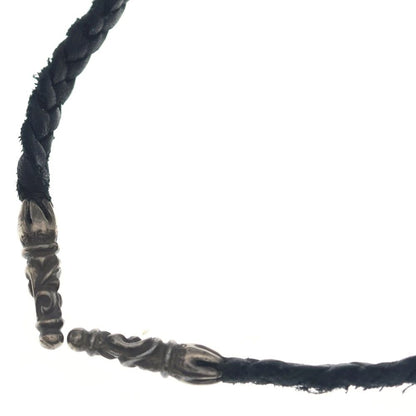Chrome Hearts Leather Braid Scroll Necklace Black Silver