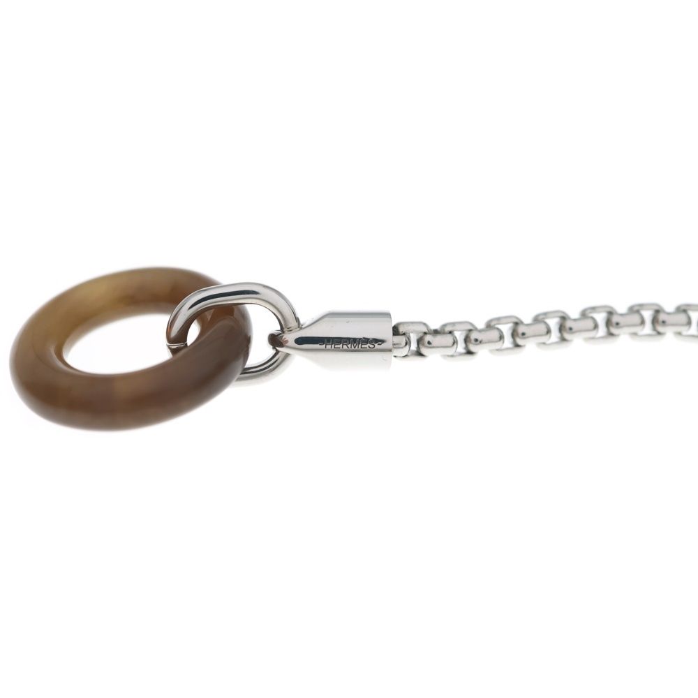 Hermes Buffalo Horn Chain Necklace Silver Brown — view 5