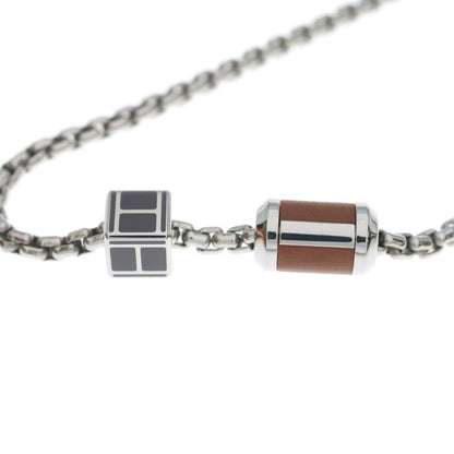 Hermes Buffalo Horn Chain Necklace Silver Brown — view 3