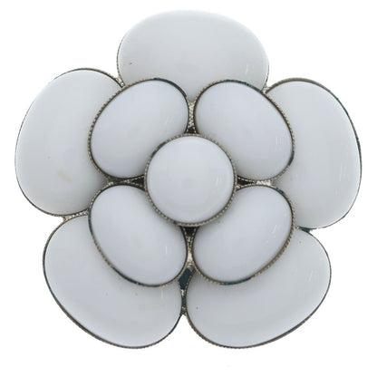 Chanel Camellia Brooch Flower Pin Badge White Silver