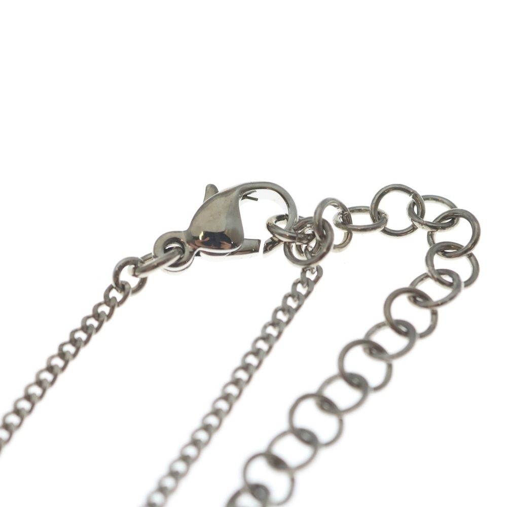 Chanel CC Logo Visual Line Stone Necklace Pendant Chain Silver Black Pink — view 4