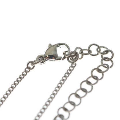 Chanel CC Logo Visual Line Stone Necklace Pendant Chain Silver Black Pink — view 4