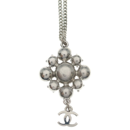 Chanel CC Logo Visual Line Stone Necklace Pendant Chain Silver Black Pink — view 5