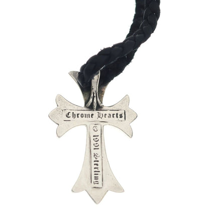 Chrome Hearts CH Crs Sml CL Small CH Cross Leather Braid Necklace Silver Black — view 5