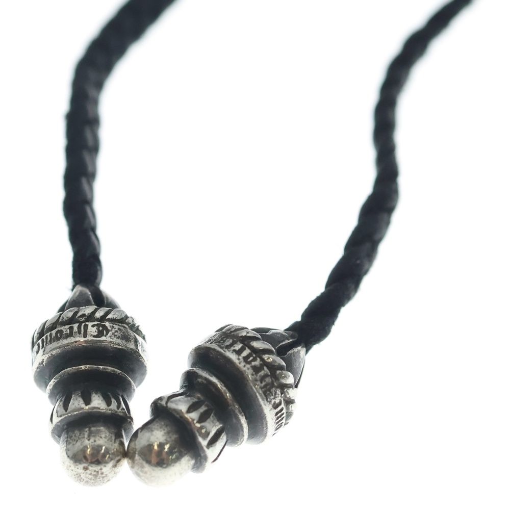 Chrome Hearts CH Crs Sml CL Small CH Cross Leather Braid Necklace Silver Black — view 4