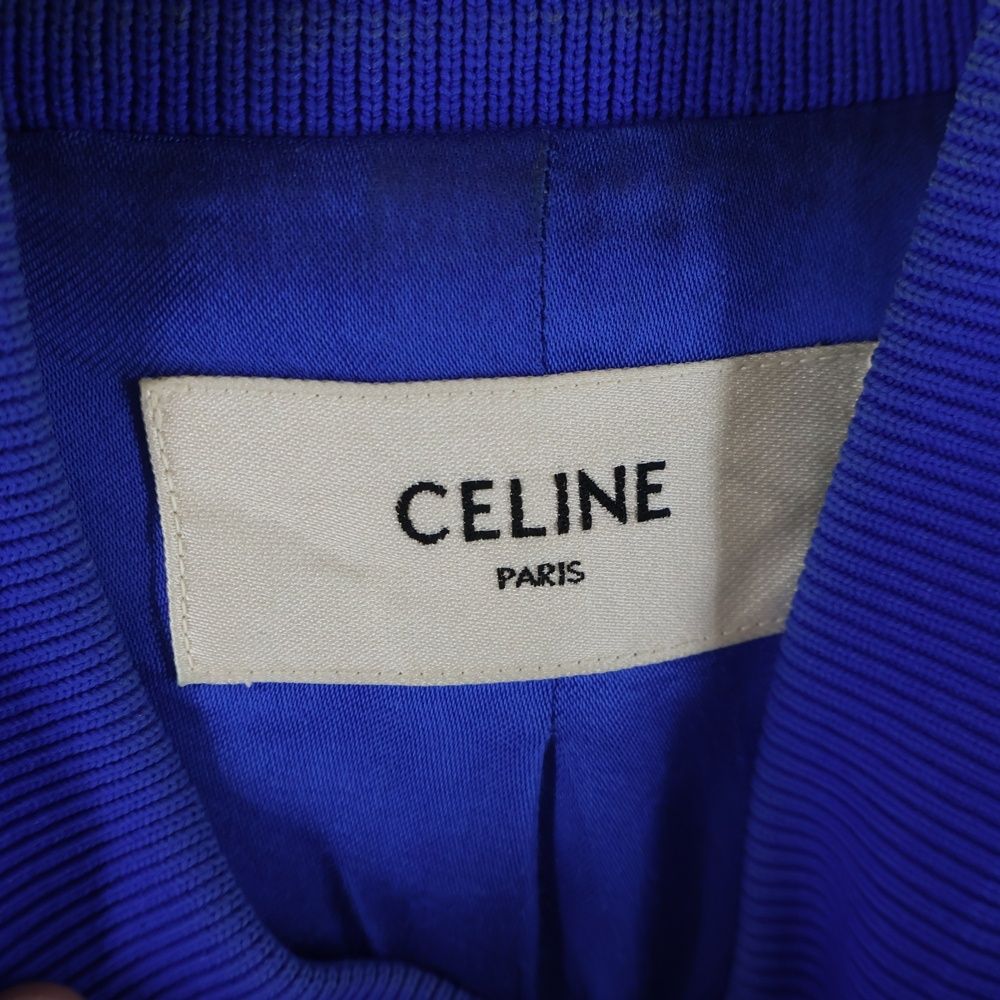 Celine Saten Teddy Jacket Back Logo Satin Blue — view 7