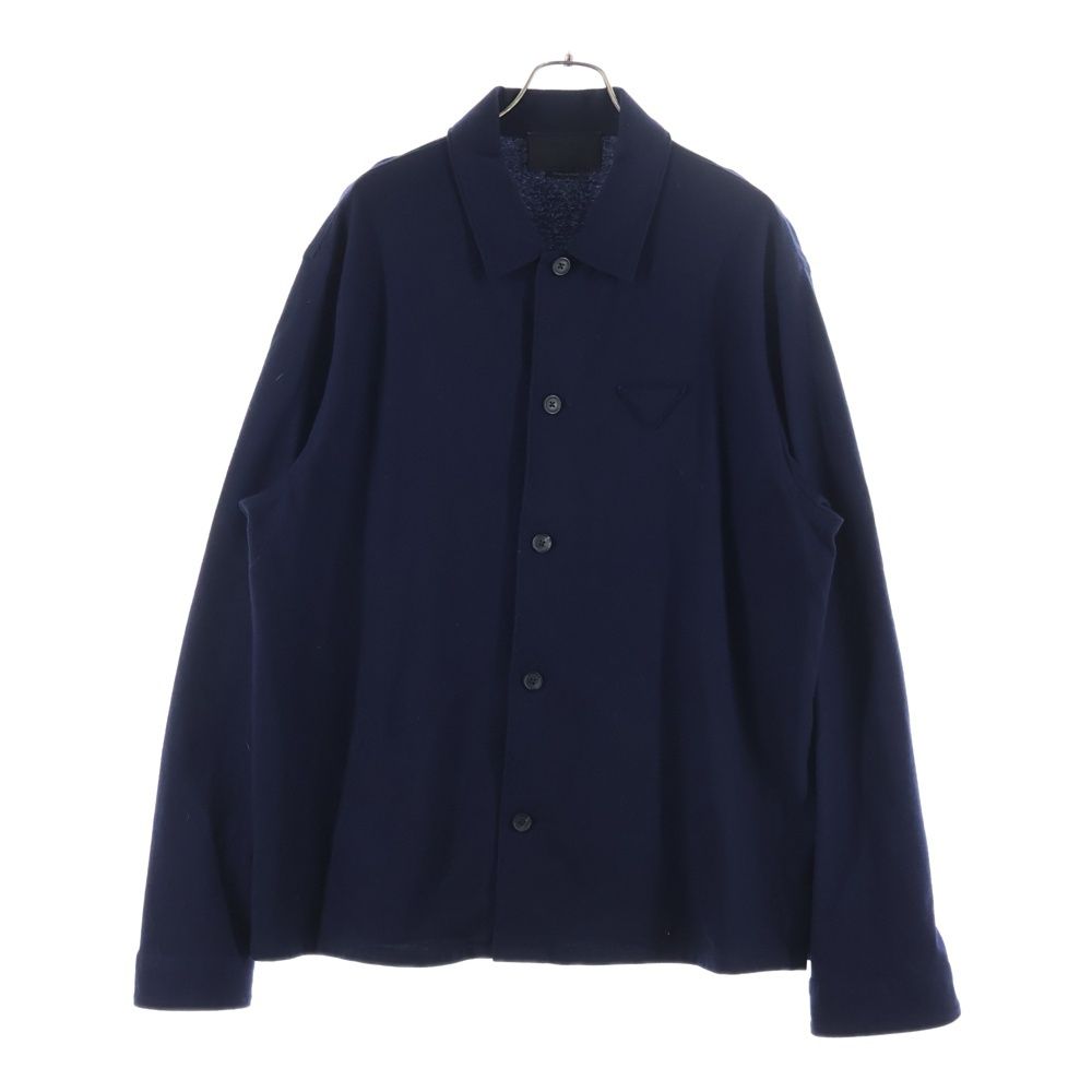 Prada Cashmere Blend Wool Long Sleeve Shirt Navy