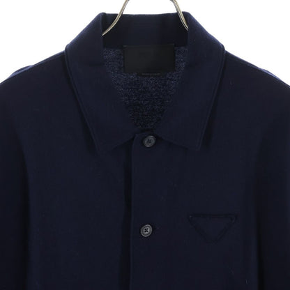 Prada Cashmere Blend Wool Long Sleeve Shirt Navy — view 3