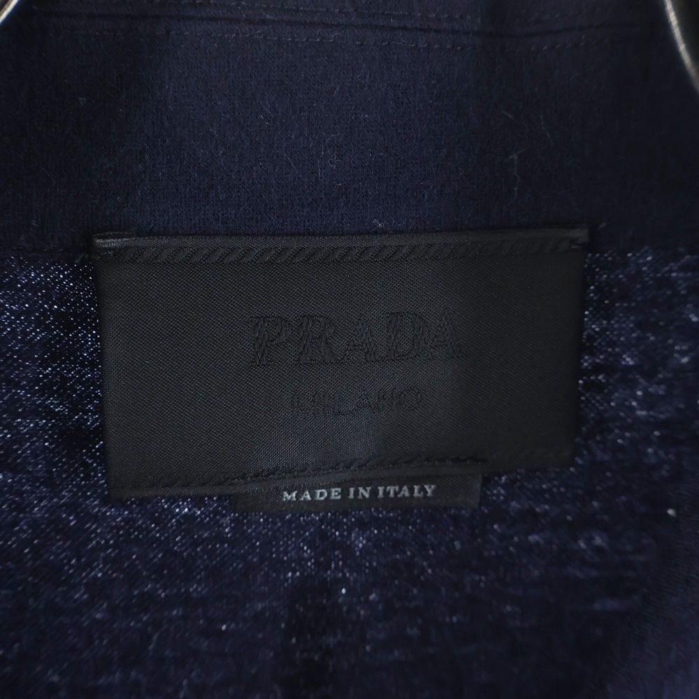 Prada Cashmere Blend Wool Long Sleeve Shirt Navy — view 6