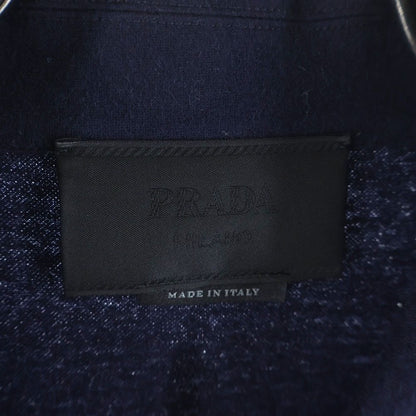 Prada Cashmere Blend Wool Long Sleeve Shirt Navy — view 6