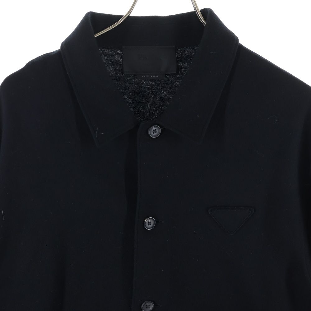 Prada Cashmere Blend Wool Long Sleeve Shirt Black — view 3