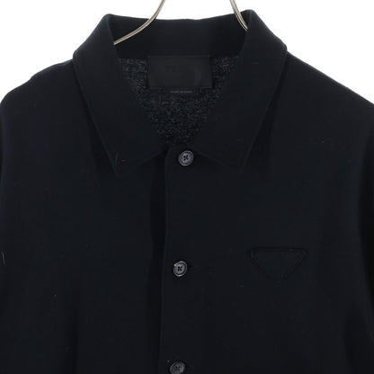 Prada Cashmere Blend Wool Long Sleeve Shirt Black — view 3