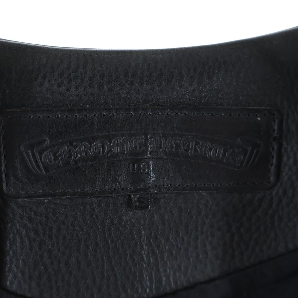 Chrome Hearts L Lng Bck 6 Cross Ball Button Dagger Zip Leather Vest Black — view 8