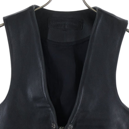 Chrome Hearts L Lng Bck 6 Cross Ball Button Dagger Zip Leather Vest Black — view 3