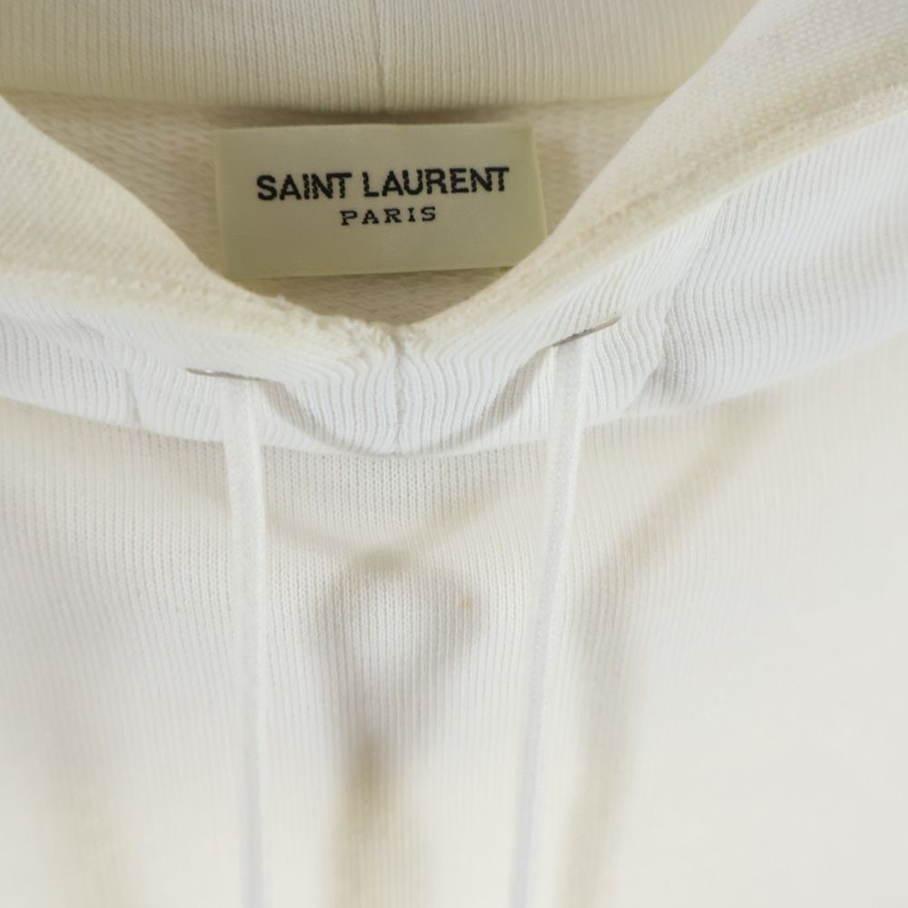 Saint Laurent Paris Signature Logo Pullover Hoodie White — view 5