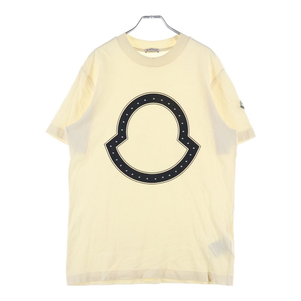 Moncler Studs Logo Tee Front Print Crew Neck Short Sleeve T-Shirt Ivory