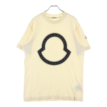 Moncler Studs Logo Tee Front Print Crew Neck Short Sleeve T-Shirt Ivory