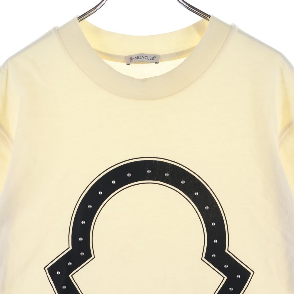 Moncler Studs Logo Tee Front Print Crew Neck Short Sleeve T-Shirt Ivory — view 3