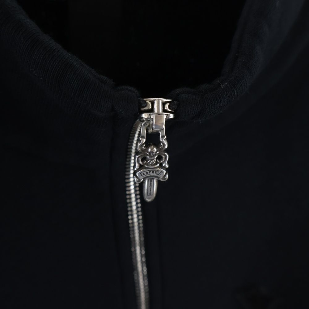 Chrome Hearts Not Calf Hair Leather Cross Patch Half Zip Sweatshirt Black — view 5