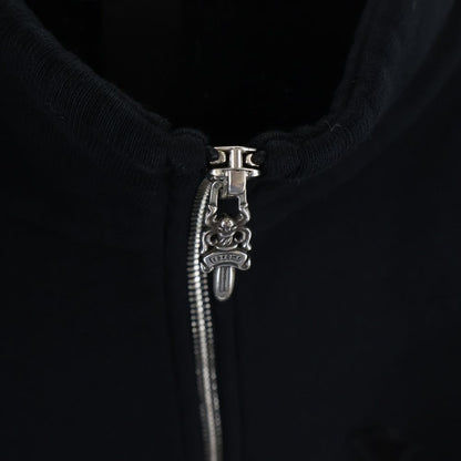Chrome Hearts Not Calf Hair Leather Cross Patch Half Zip Sweatshirt Black — view 5