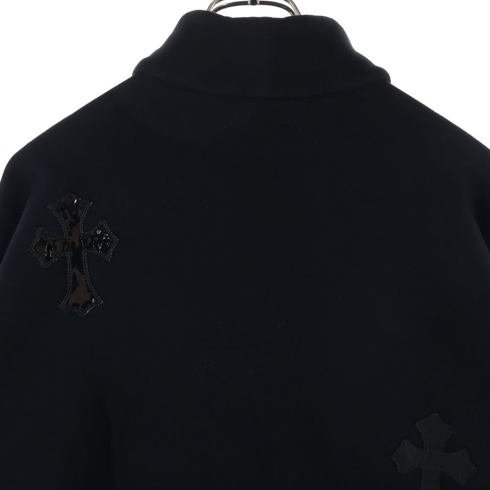 Chrome Hearts Not Calf Hair Leather Cross Patch Half Zip Sweatshirt Black — view 4