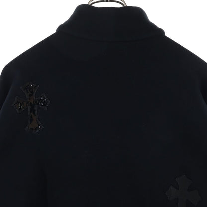 Chrome Hearts Not Calf Hair Leather Cross Patch Half Zip Sweatshirt Black — view 4