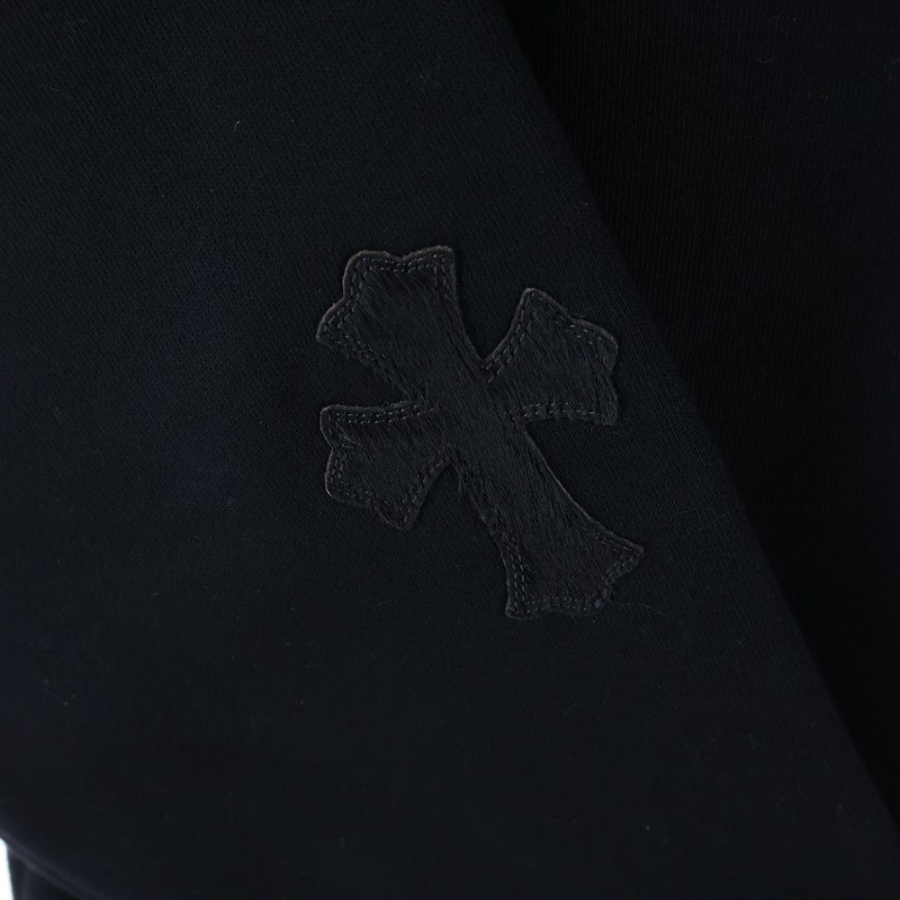 Chrome Hearts Not Calf Hair Leather Cross Patch Half Zip Sweatshirt Black — view 6