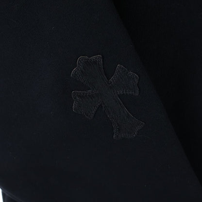 Chrome Hearts Not Calf Hair Leather Cross Patch Half Zip Sweatshirt Black — view 6