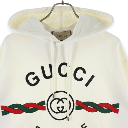 Gucci Firenze Hooded Sweatshirt Shirt Fringe Logo Print Pullover Hoodie White — view 3