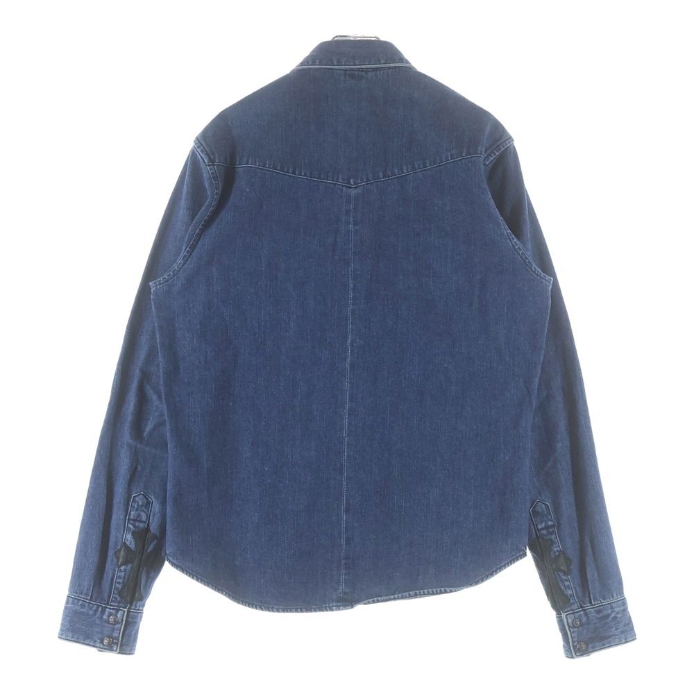 Chrome Hearts Vintage Denim Western Cross Ball Button Sleeve Hem Leather Patch — view 2