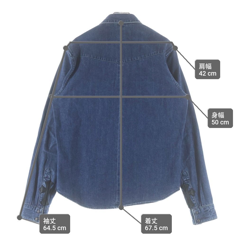 Chrome Hearts Vintage Denim Western Cross Ball Button Sleeve Hem Leather Patch — view 9