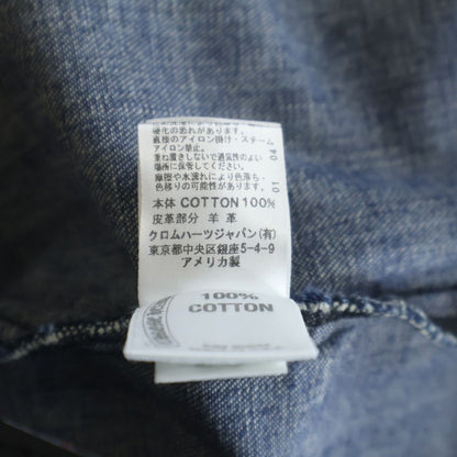 Chrome Hearts Vintage Denim Western Cross Ball Button Sleeve Hem Leather Patch — view 8
