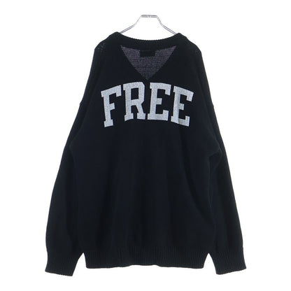 Balenciaga Braided Knit V-neck Sweater Blade Logo Embroidered Back Print Cotton