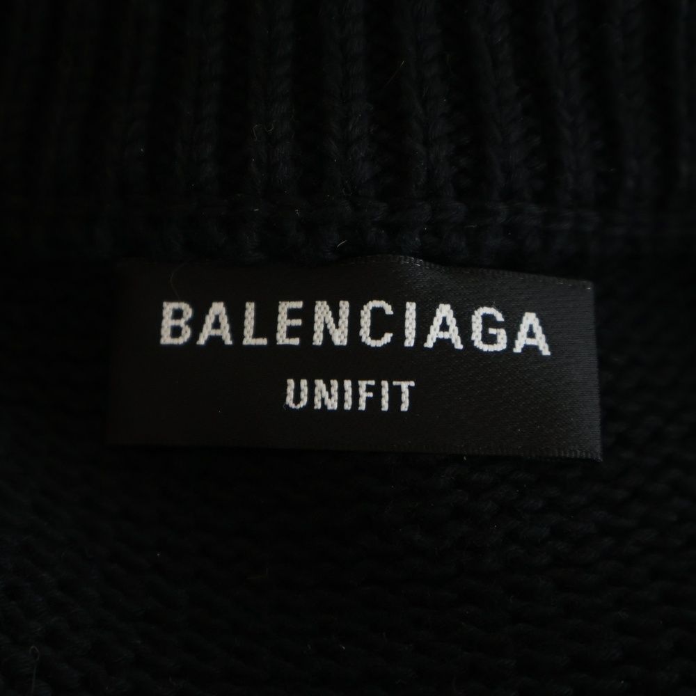 Balenciaga Braided Knit V-neck Sweater Blade Logo Embroidered Back Print Cotton — view 6