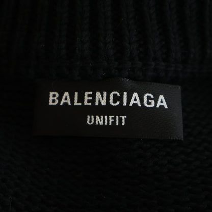 Balenciaga Braided Knit V-neck Sweater Blade Logo Embroidered Back Print Cotton — view 6