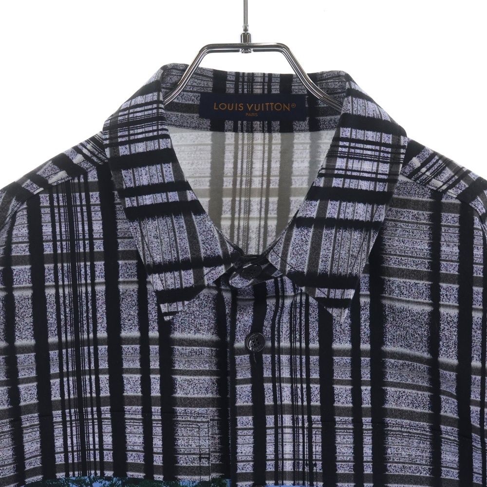 Louis Vuitton Plaid Photographic Print Oversize Long Sleeve Shirt Jacket Gray — view 3