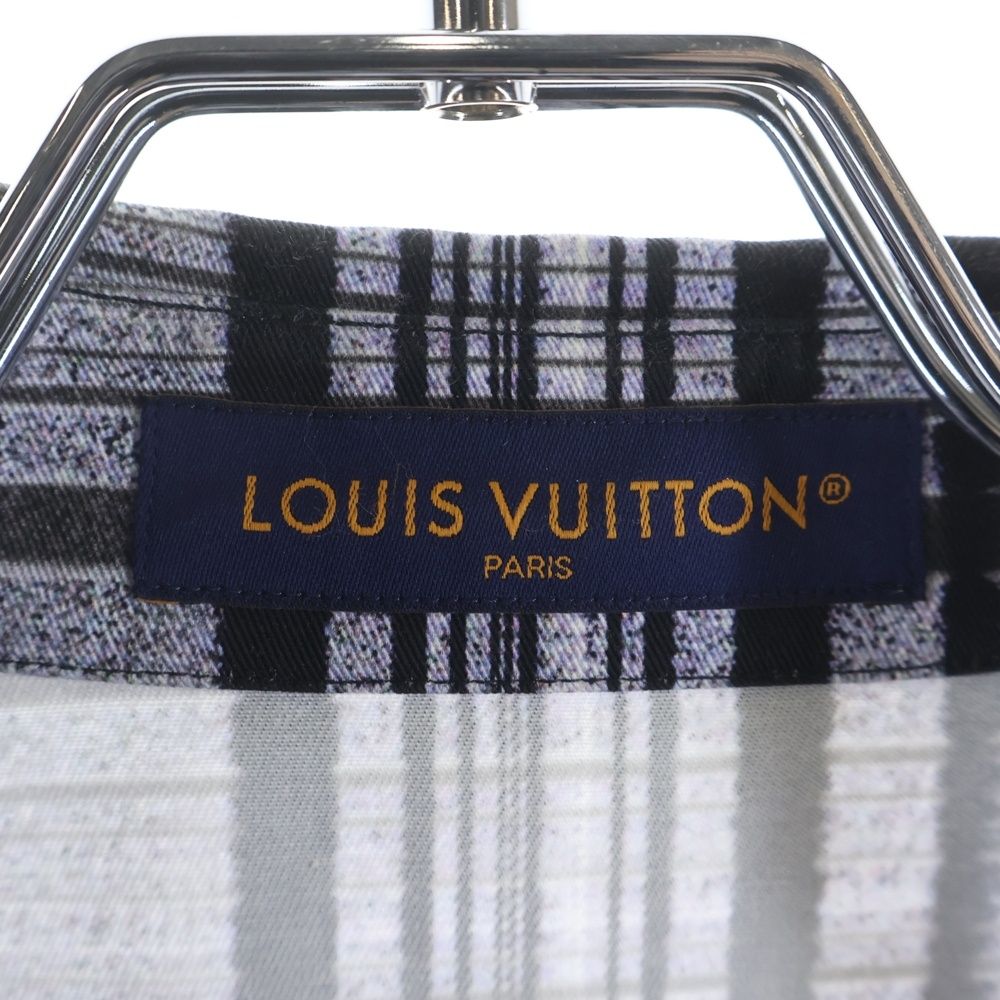 Louis Vuitton Plaid Photographic Print Oversize Long Sleeve Shirt Jacket Gray — view 6