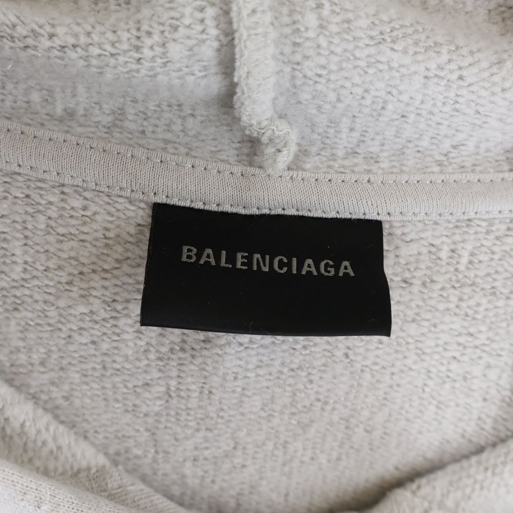 Balenciaga Masking Tape Oversized Hoodie Logo Print Zip Up Sweatshirt Gray — view 6