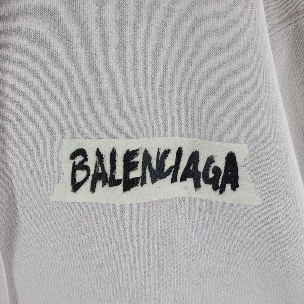 Balenciaga Masking Tape Oversized Hoodie Logo Print Zip Up Sweatshirt Gray — view 5