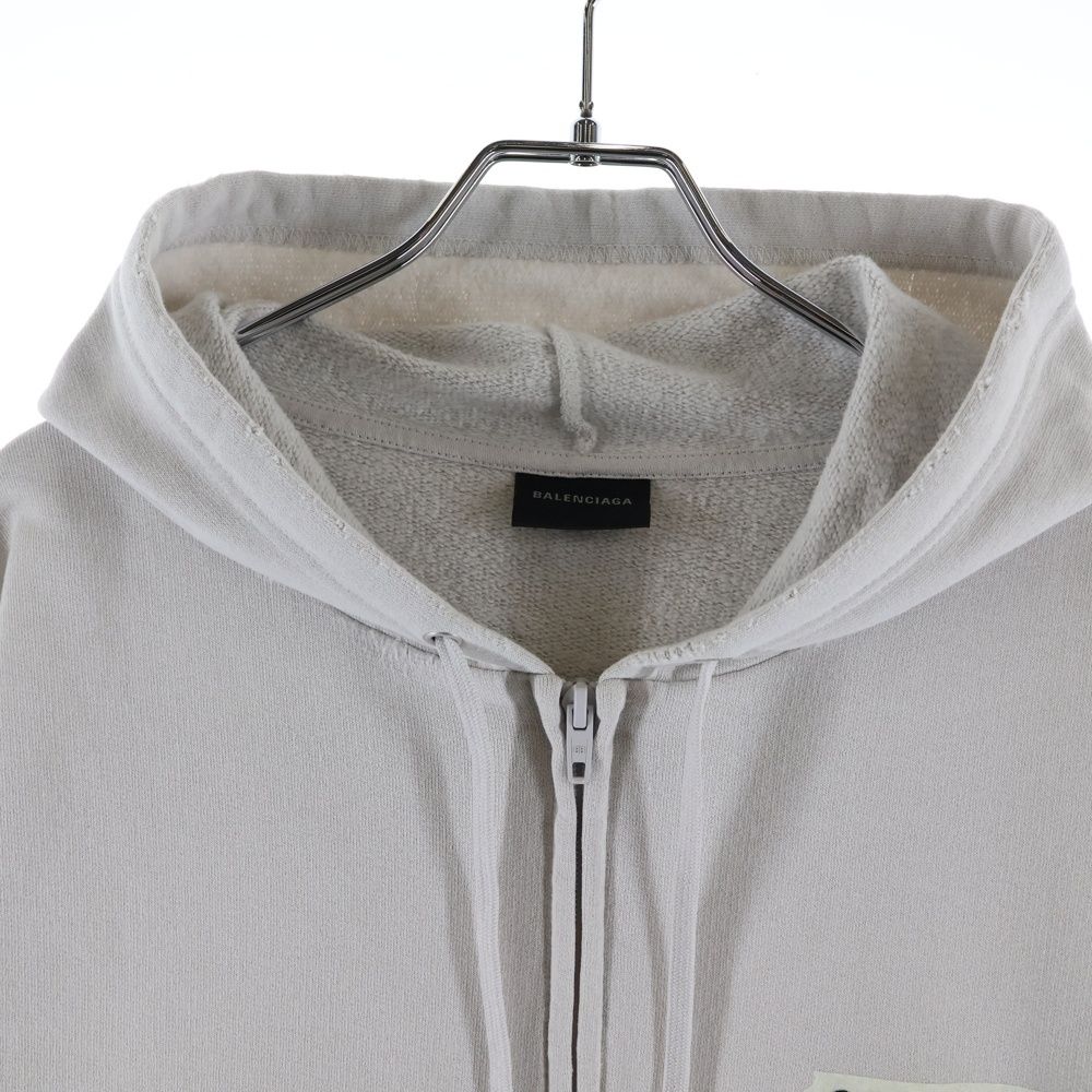 Balenciaga Masking Tape Oversized Hoodie Logo Print Zip Up Sweatshirt Gray — view 3
