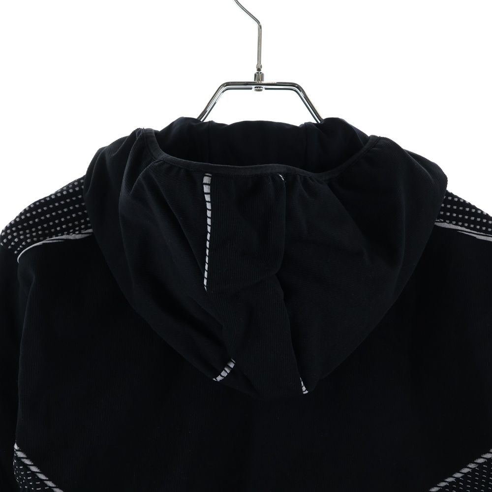 Gucci Interlocking Logo Jacquard Zip Up Hooded Jacket Black — view 4